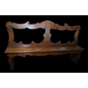 Antique Solid Elm Bench, Northern Italy, 18th Century