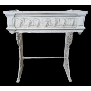 ancienne base de lavabo en fonte émaillée blanche, fin du XIXᵉ siècle