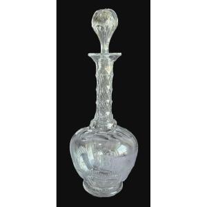 Antique Cut Crystal Decanter With Mb Monogram, Late 19th Century