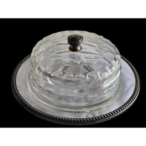 Antique Crystal And Silver-plated Metal Sauce Boat
