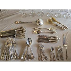 ancienne ménagère en argent massif décor rocaille style Louis XV 58 pièces