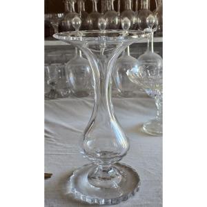 Ancien Vase soliflore en lourd cristal taillé et lisse