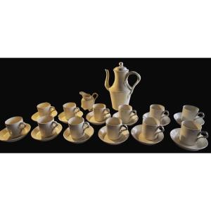 Antique Bassanello Majolica Coffee Set, Civita Castellana