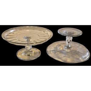 Pair Of Antique Cut‑crystal Pedestal Stands, Dating From The Early 20th Century