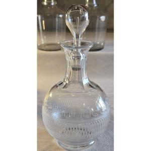 Antique Engraved Crystal Liqueur Bottle, Circa 1920–1940