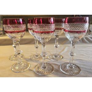 Ensemble de 6 verres Roemer en cristal Saint Louis modèle Trianon