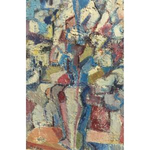 Painting, Oil On Canvas, Bouquet Of Flowers, Marcella Fratelli, 1962, Framed, 75 × 96.5 Cm