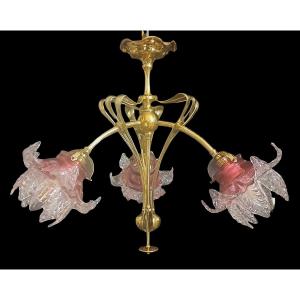 Small Art Nouveau 3-light Chandelier
