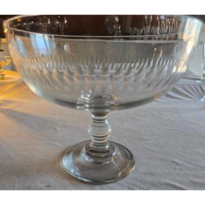 Large Antique Centerpiece In Cut Crystal, France, Early 1900s
