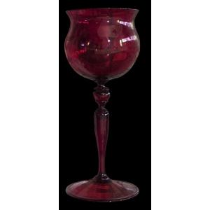 Large Antique Goblet Made Of Ruby-red Blown Glass, Murano, Circa 1940