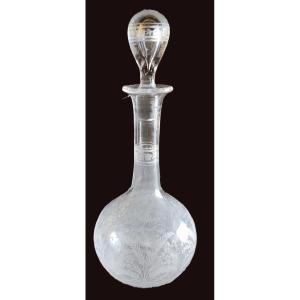 Small Antique Bottle Attributed To Baccarat, 1880–1910, Made Of Lightweight Crystal With A Floral Design