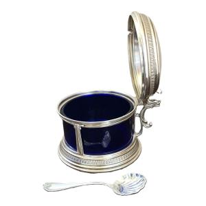 Antique Cheese Dish With A Matching Silver Spoon, Italy, Circa 1960, In The Empire Style