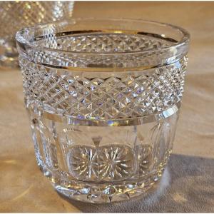 Small Antique Ice Bucket Made Of Cut Crystal