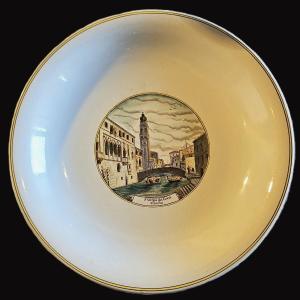 Antique Decorative Earthenware Plate Richard S. Cristoforo, Depicting A View Of Venice, 1930