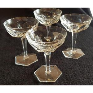 Serie 4 Champagne Glasses Cristal Moser H 13 Cm With Defaults