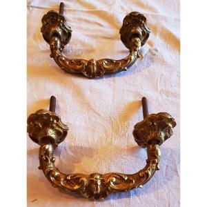 Pair Of Old Bronze Handles