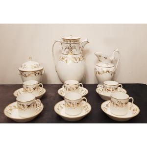 Porcelain Coffee Service XIX S Decor Painted In Gold