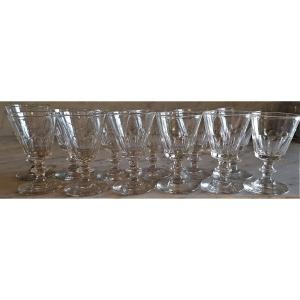 Set Of 12 Old Glasses Model Caton H 11-11.5 Cm