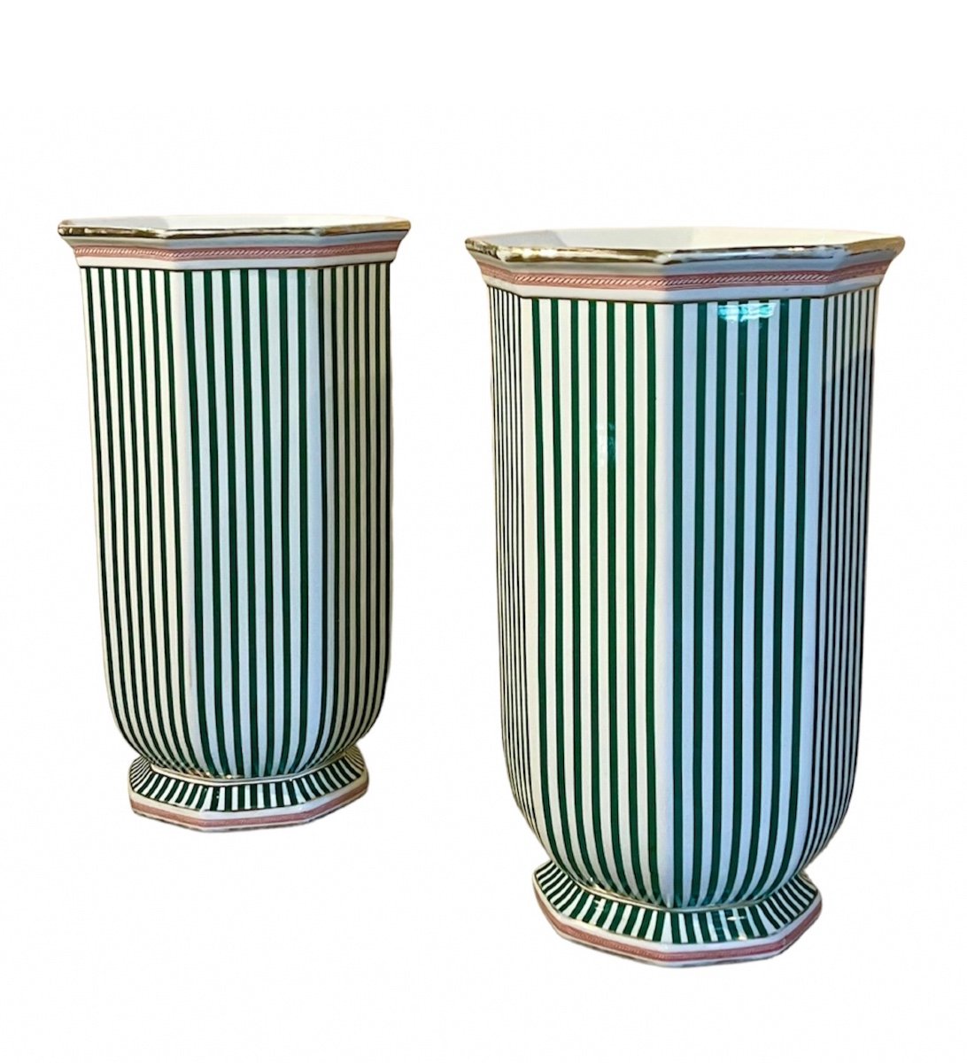 Importante Paire De Vases En Porcelaine. Début du XXe Siècle, Art Déco. -photo-3