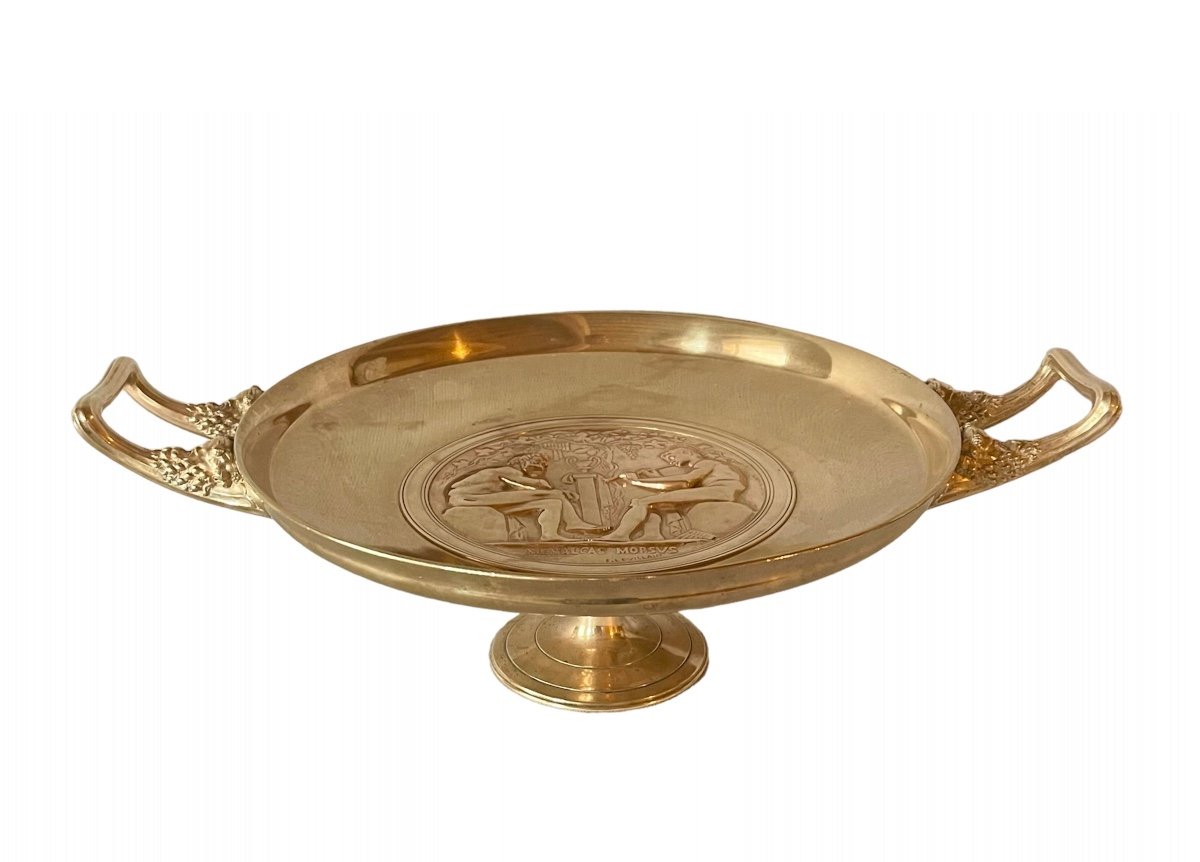 Grande Tazza En Bronze. Ferdinand Levillain, Menalcas Mopsus. Barbedienne Fondeur. Vers 1870. -photo-3