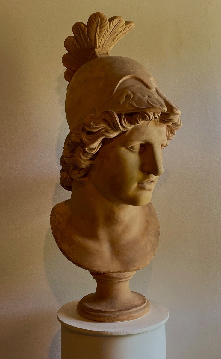 Two Monumental Patinated Plaster-cast Busts Of Alexander The Great And A Marathoner.-photo-3