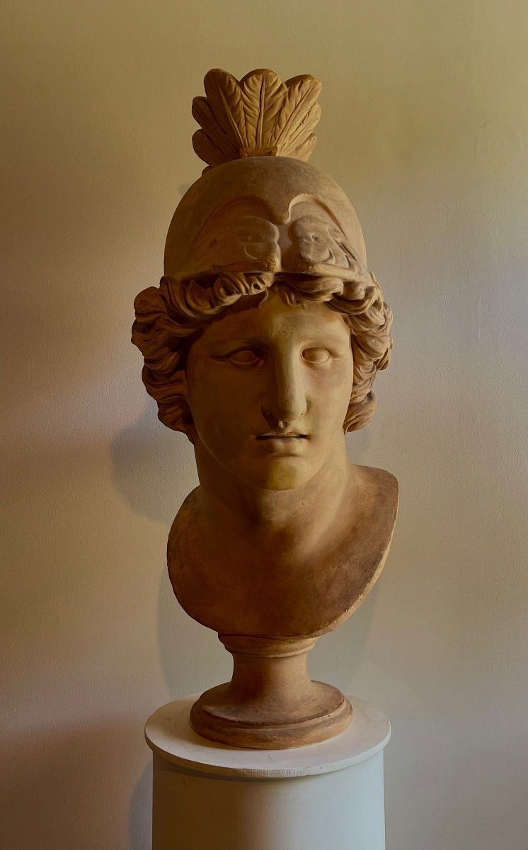 Two Monumental Patinated Plaster-cast Busts Of Alexander The Great And A Marathoner.-photo-4