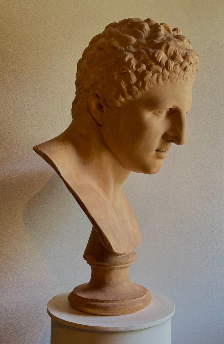 Two Monumental Patinated Plaster-cast Busts Of Alexander The Great And A Marathoner.-photo-3