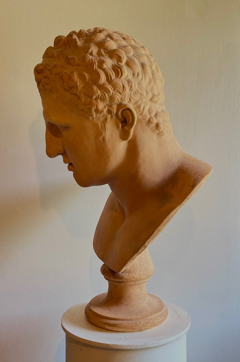 Two Monumental Patinated Plaster-cast Busts Of Alexander The Great And A Marathoner.-photo-4