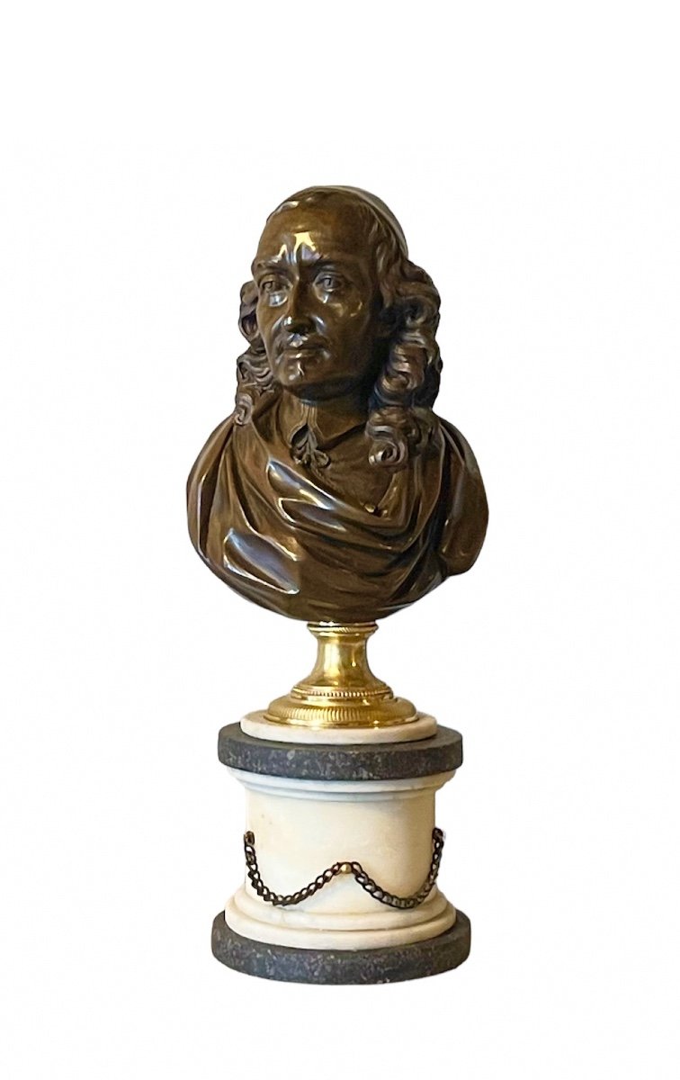 Buste En Bronze Patiné Représentant Pierre Corneille. Fin Du XVIIIe Siècle. 