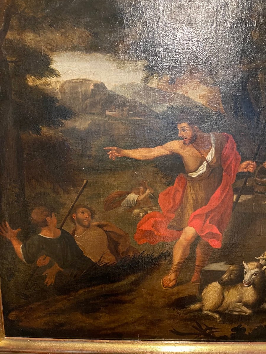 French Ecole Du Seventeenth Century. "moses And Raguel Girls Au Puits De Midian."-photo-3
