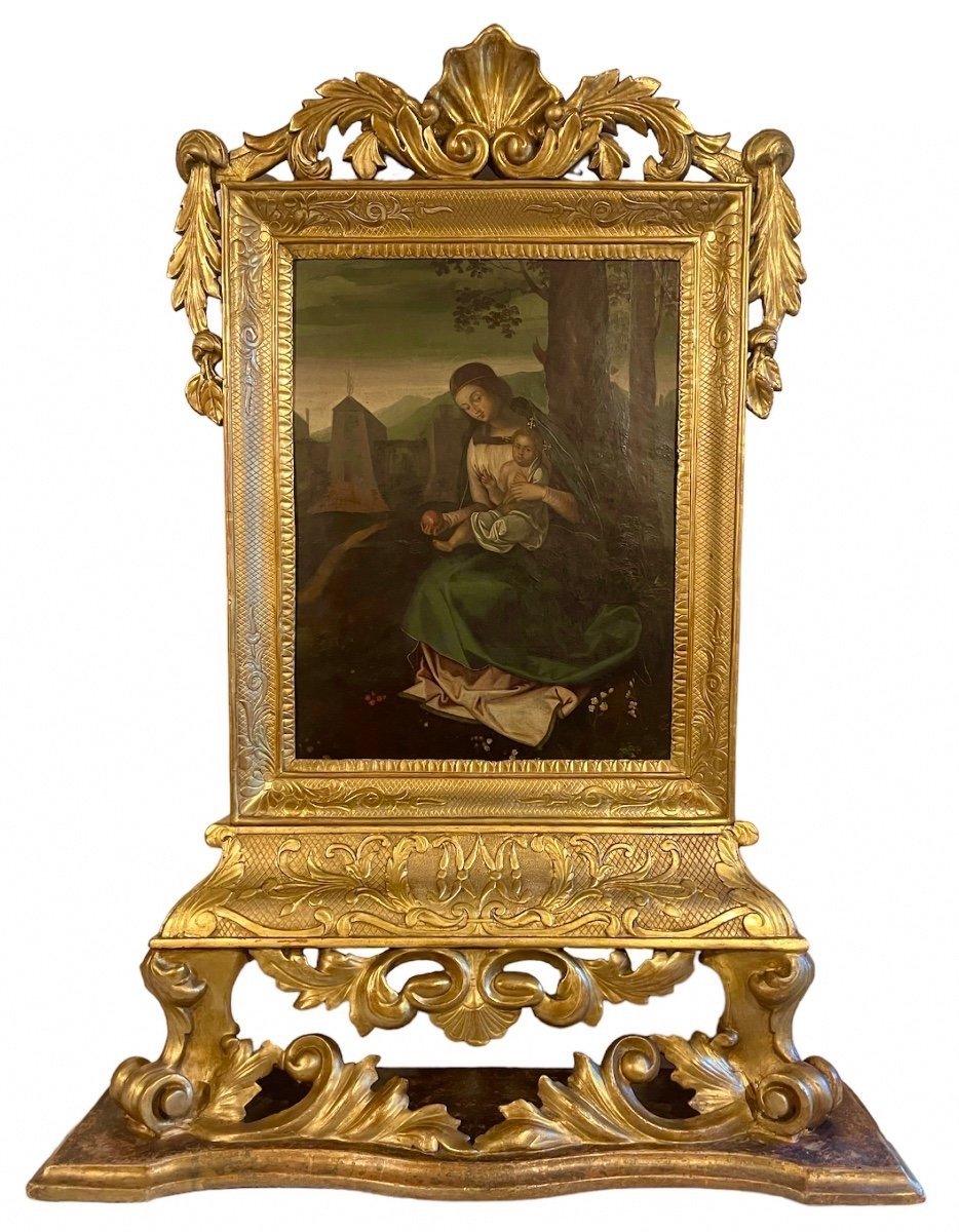 Flemish School Circa 1600. The Virgin And Child. Oil On Copper.
