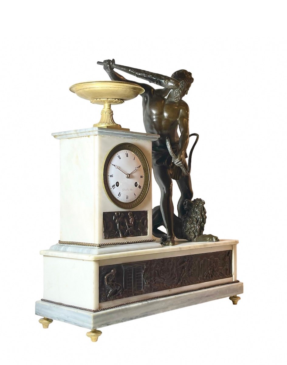 An  Empire Mantel Clock. Hercules With Club After Giambologna. Gérard In Paris. -photo-2