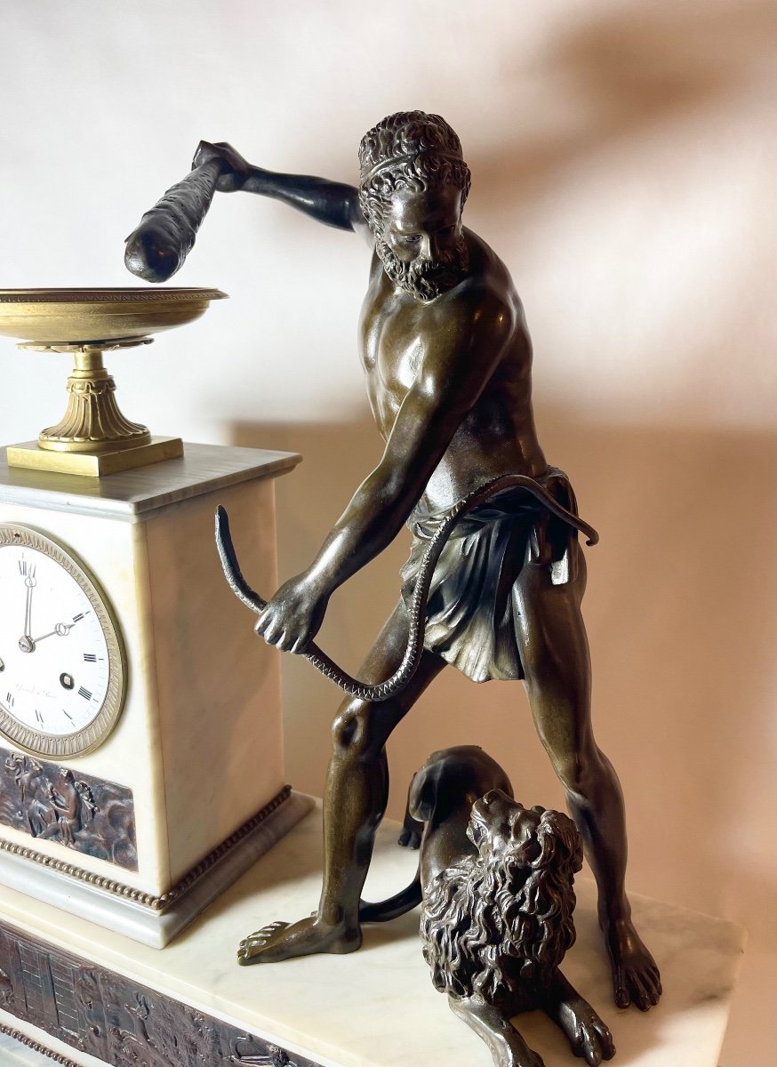 An  Empire Mantel Clock. Hercules With Club After Giambologna. Gérard In Paris. -photo-4