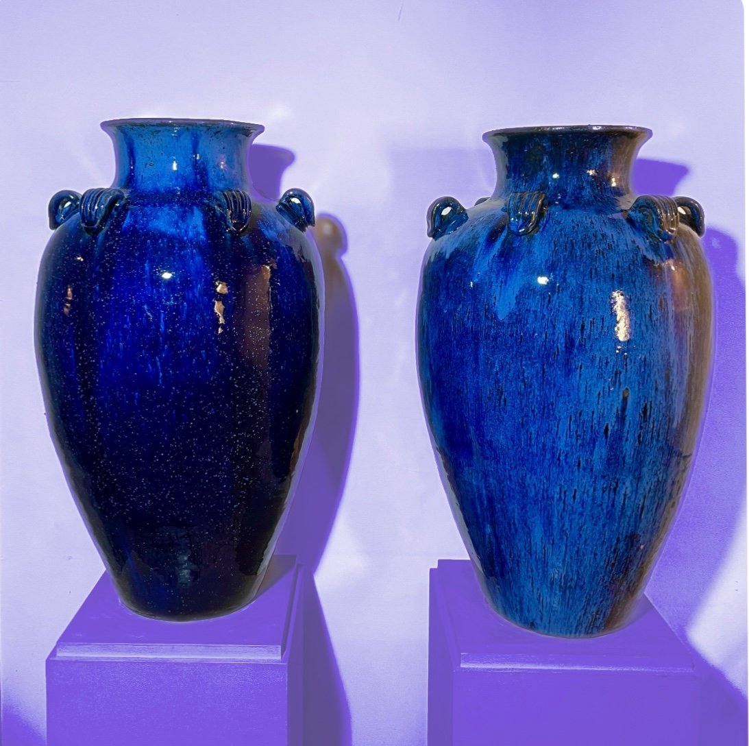A Very Large Pair Of Art Nouveau Earthenware Vases. Circa 1900-photo-2