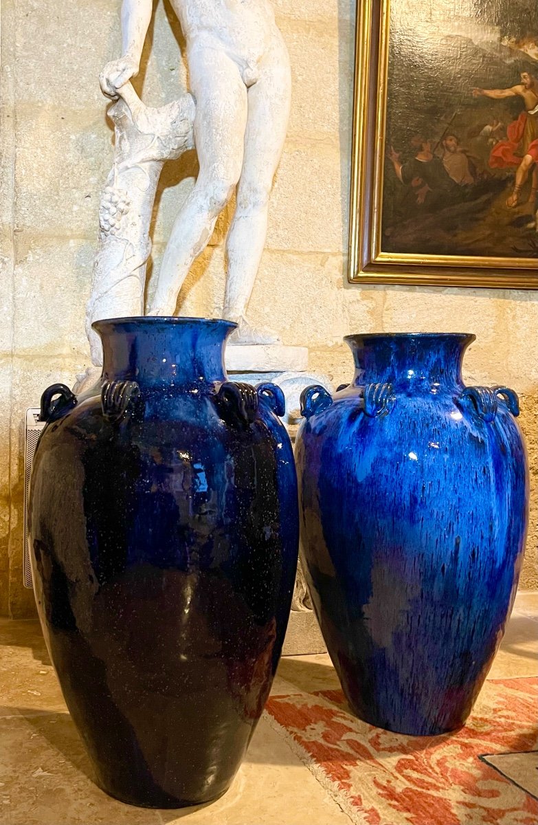 A Very Large Pair Of Art Nouveau Earthenware Vases. Circa 1900-photo-3
