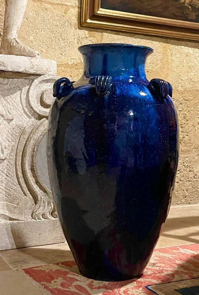 A Very Large Pair Of Art Nouveau Earthenware Vases. Circa 1900-photo-1