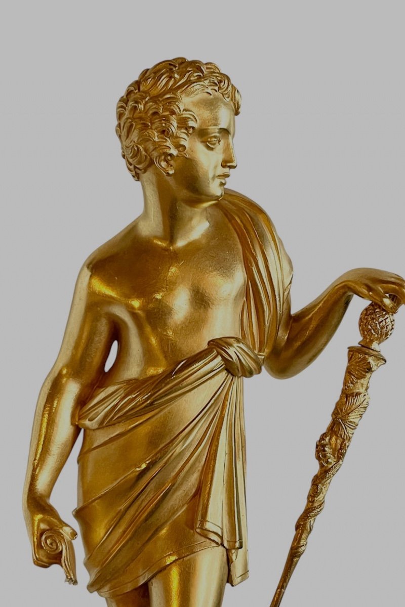 Figure En Bronze Doré Représentant Adonis. Début Du XIXe Siècle. -photo-3