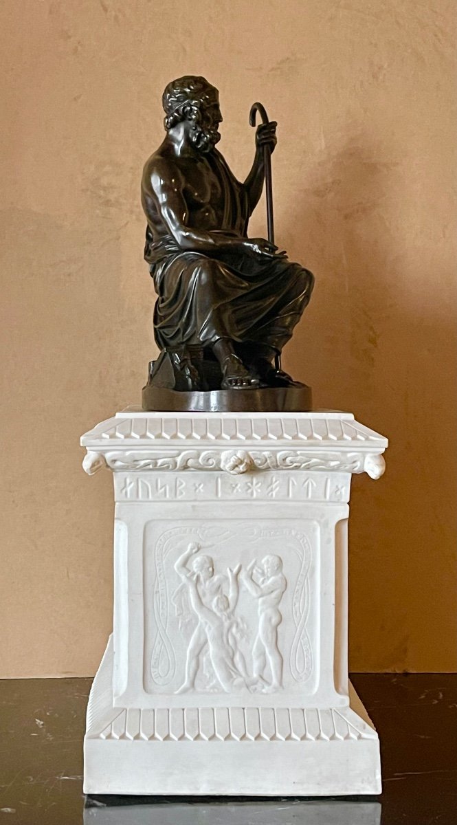 Jacques Antoine Théodore Coinchon (1814-1881). A Figural Bronze Group Of Homer. -photo-4