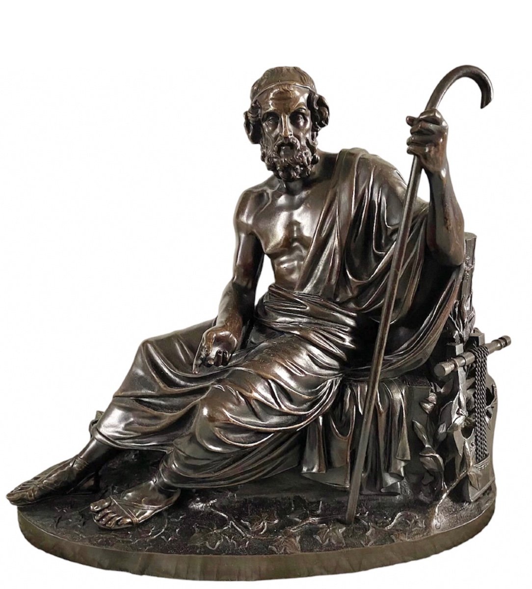 Jacques Antoine Théodore Coinchon (1814-1881). A Figural Bronze Group Of Homer. -photo-2