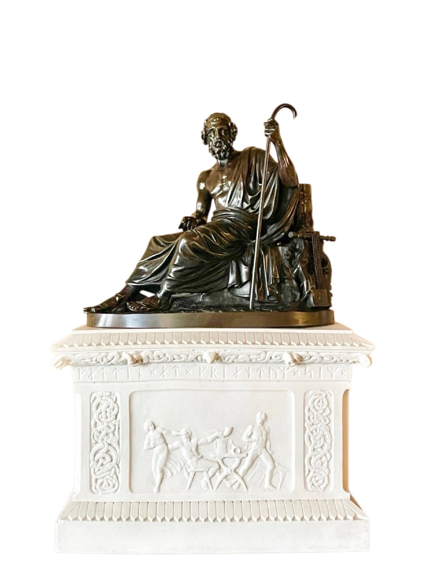 Jacques Antoine Théodore Coinchon (1814-1881). A Figural Bronze Group Of Homer.