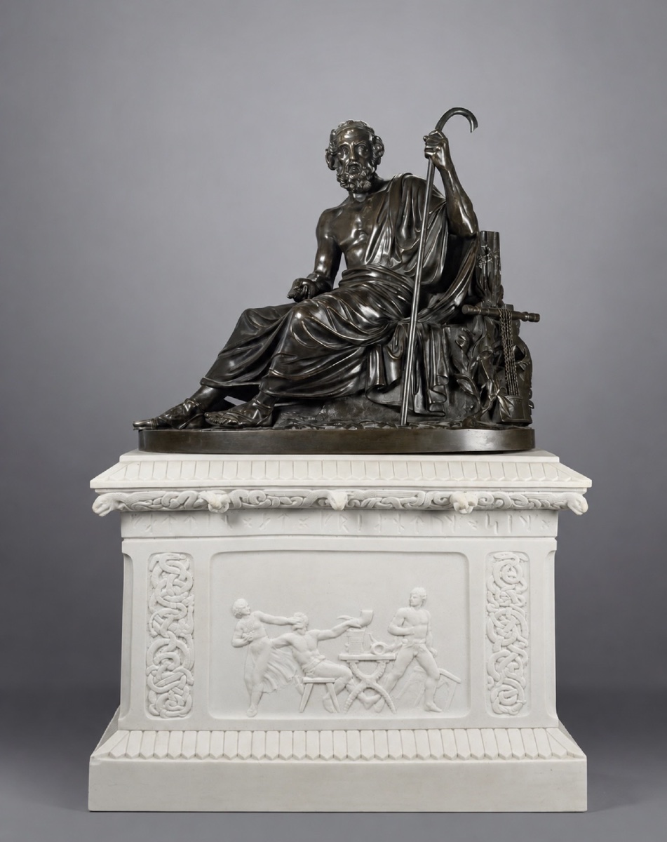 Jacques Antoine Théodore Coinchon (1814-1881). A Figural Bronze Group Of Homer. 
