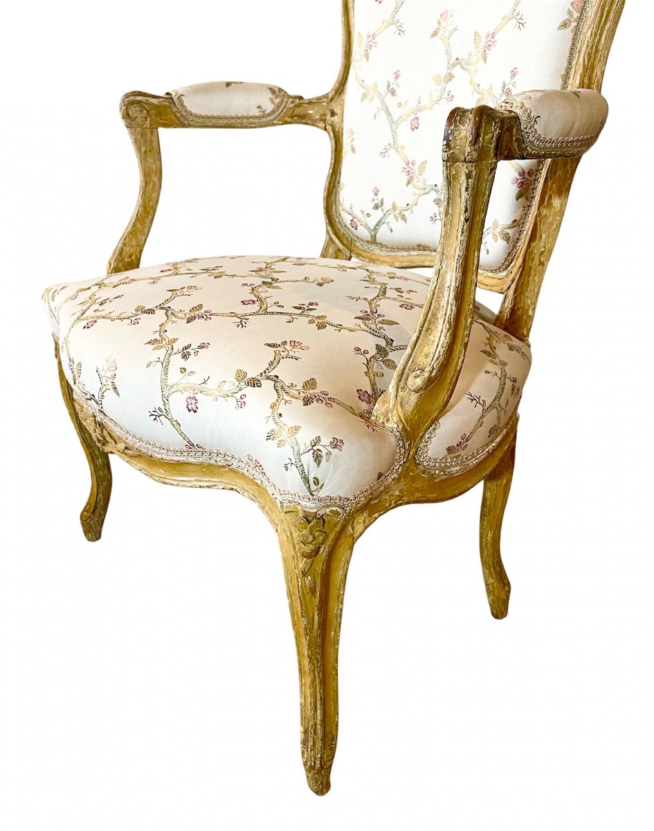 A Set Of Four Louis XV Painted Armchairs. Mid 18th Century. -photo-5