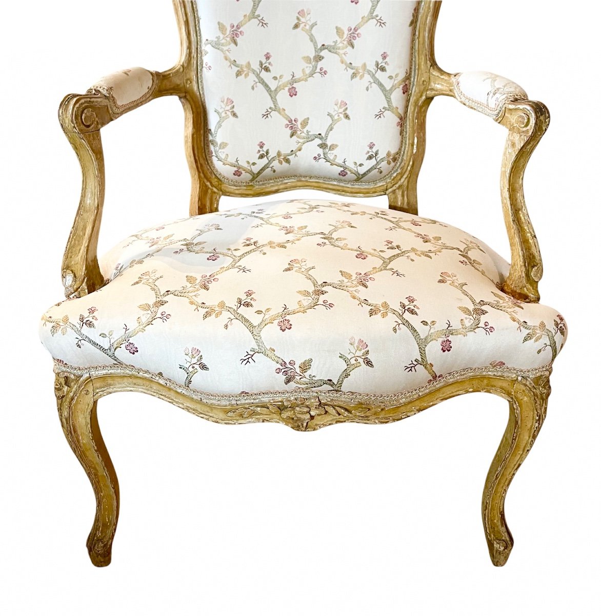 A Set Of Four Louis XV Painted Armchairs. Mid 18th Century. -photo-4