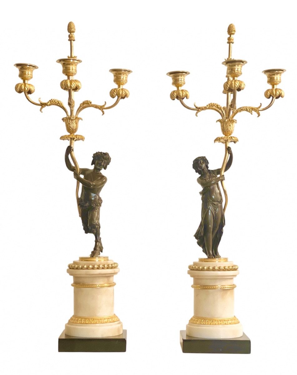 Paire De Candélabres D’époque Louis XVI. Vers 1790. 