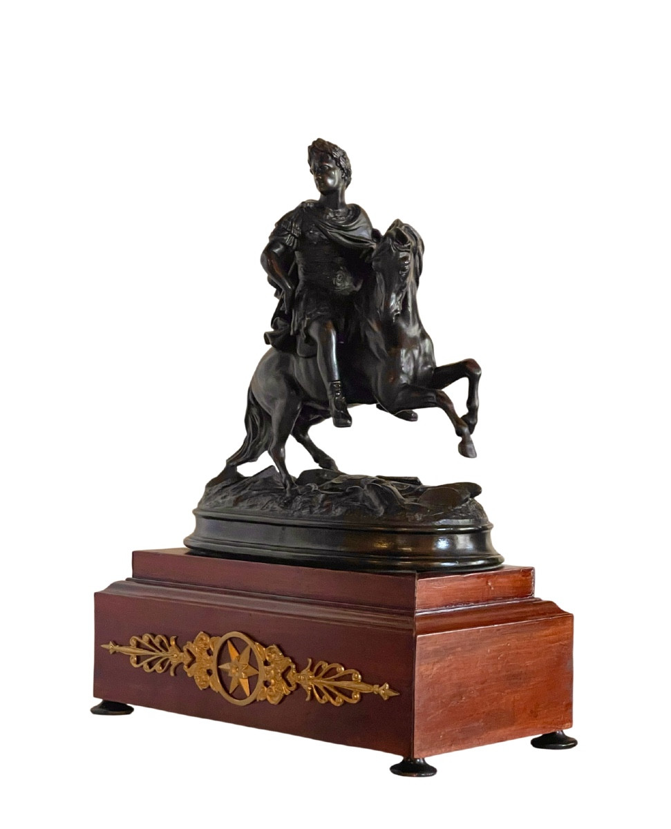 à Patinated Bronze Equestrian Statue Of Augustus. France, 19th Century. -photo-2