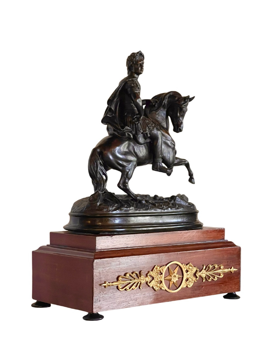 à Patinated Bronze Equestrian Statue Of Augustus. France, 19th Century. -photo-3