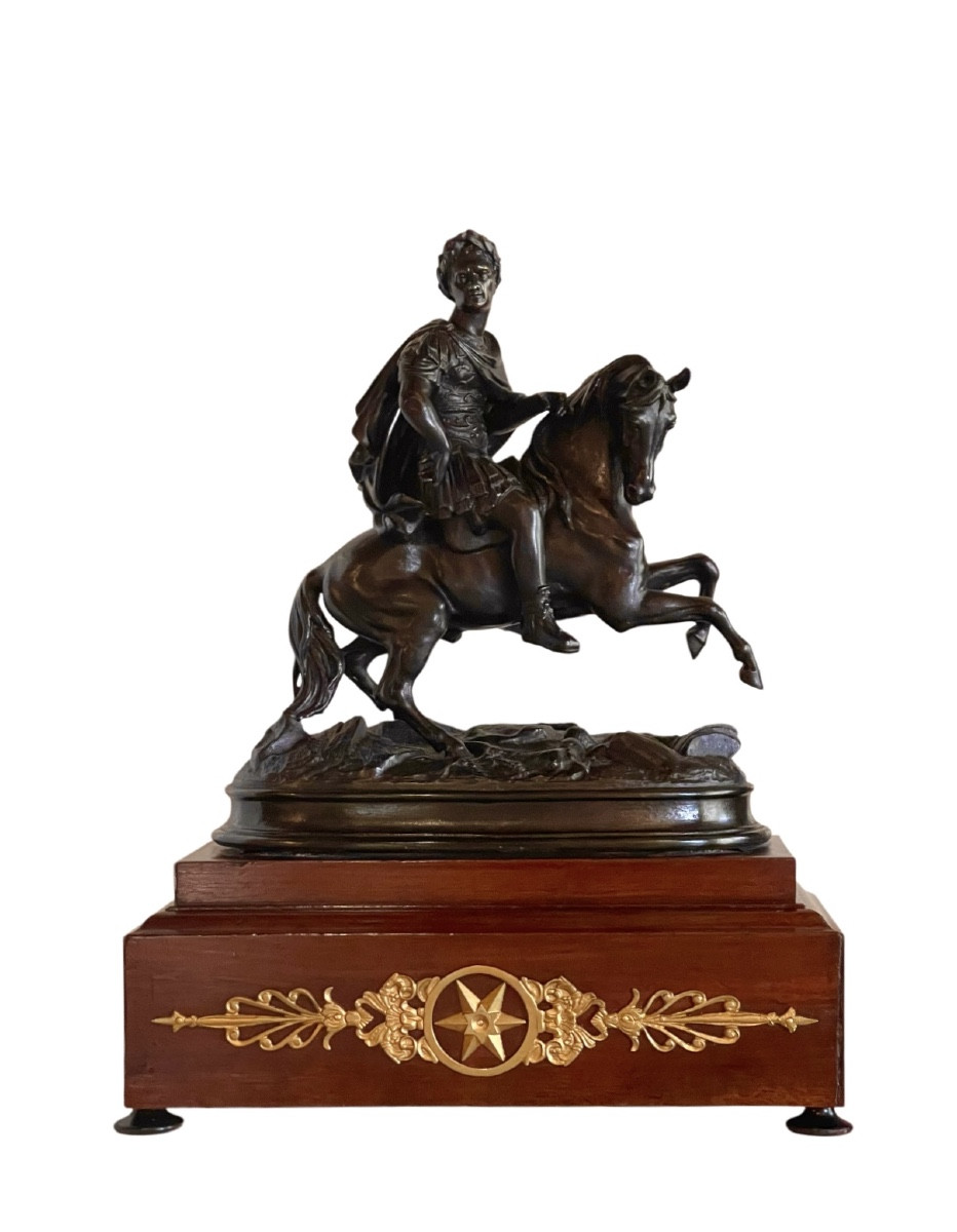 à Patinated Bronze Equestrian Statue Of Augustus. France, 19th Century. 