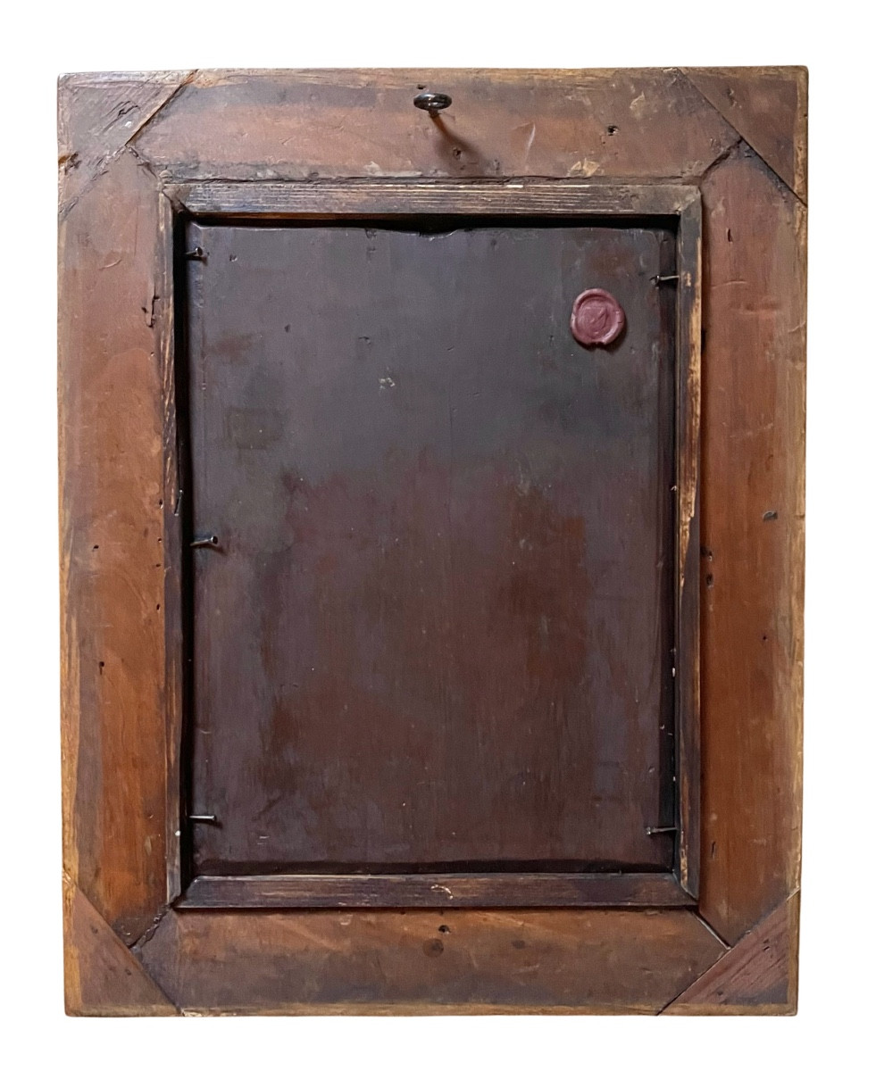 Portrait du début du XVIIIe siècle représentant un jeune homme. Huile sur bois. -photo-3