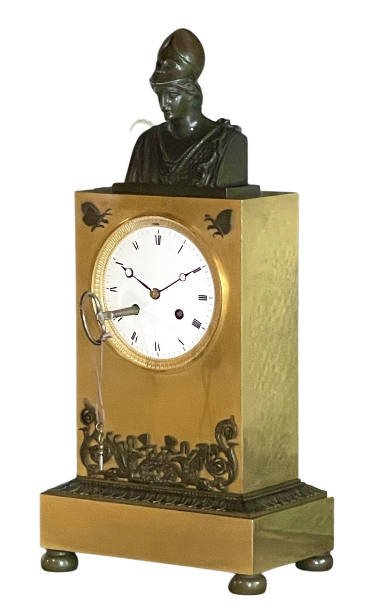 An Empire Gilt And Patinated Bronze Mantle Clock. Lesieur Clockmaker. -photo-2