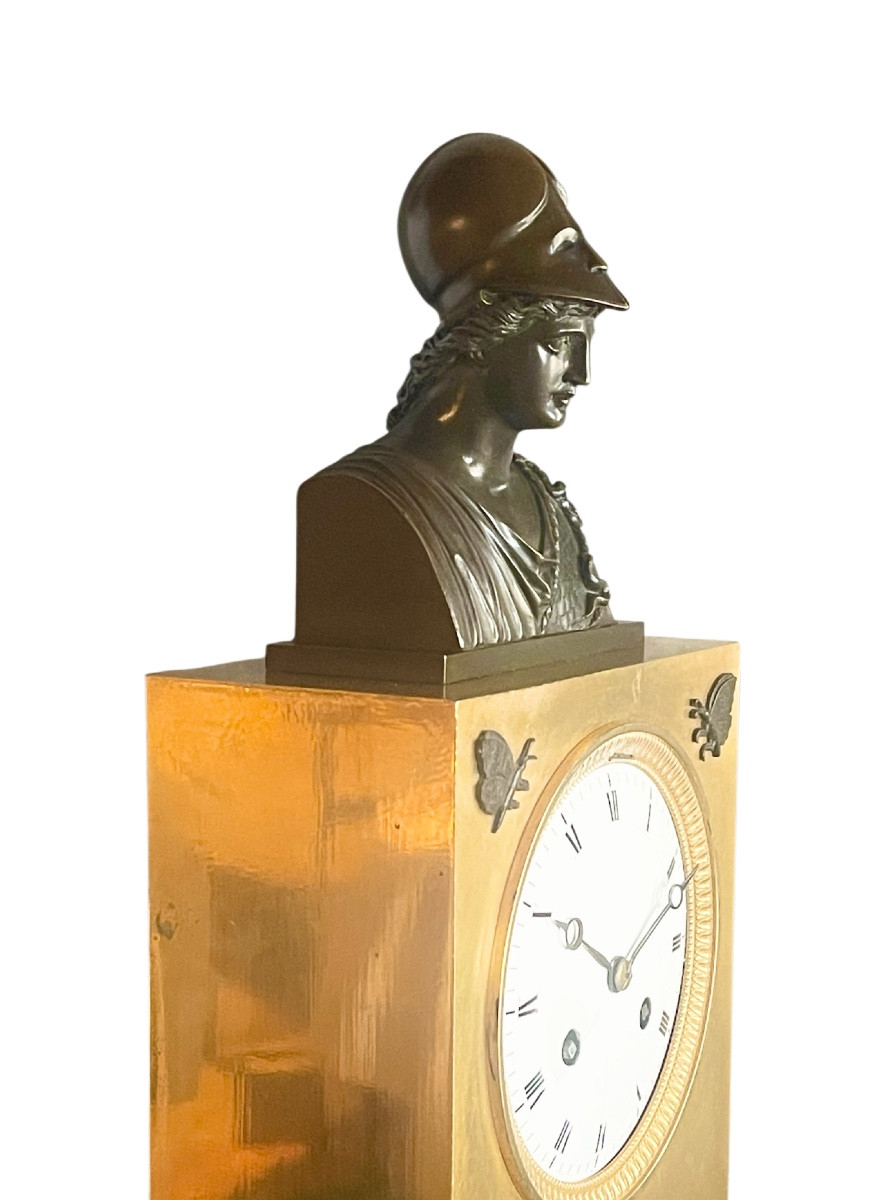 An Empire Gilt And Patinated Bronze Mantle Clock. Lesieur Clockmaker. -photo-3